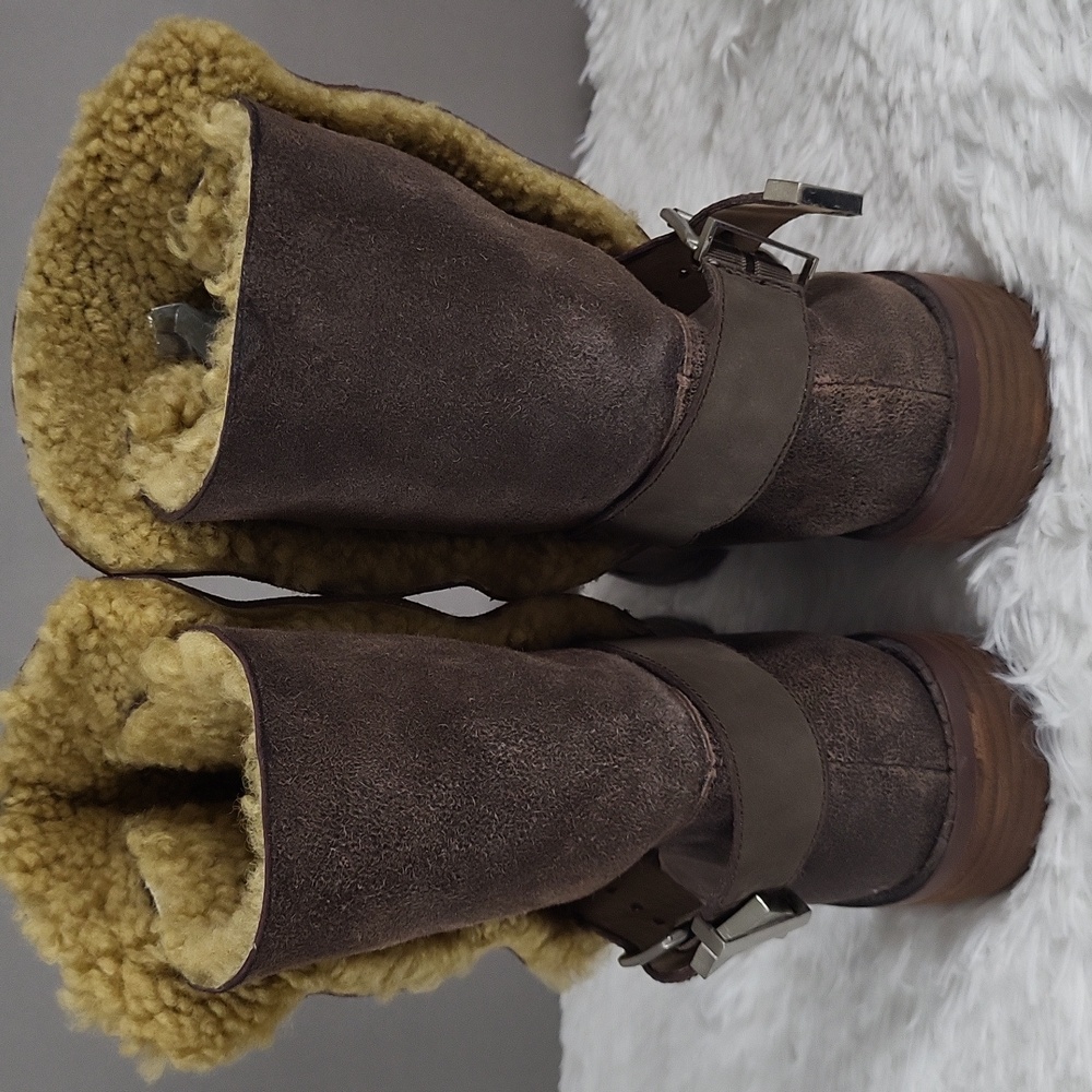 Matt Bernson Dark Brown Tundra Shearling Lined Mid Calf Boots Wmn Sz 10 - Picture 4 of 12